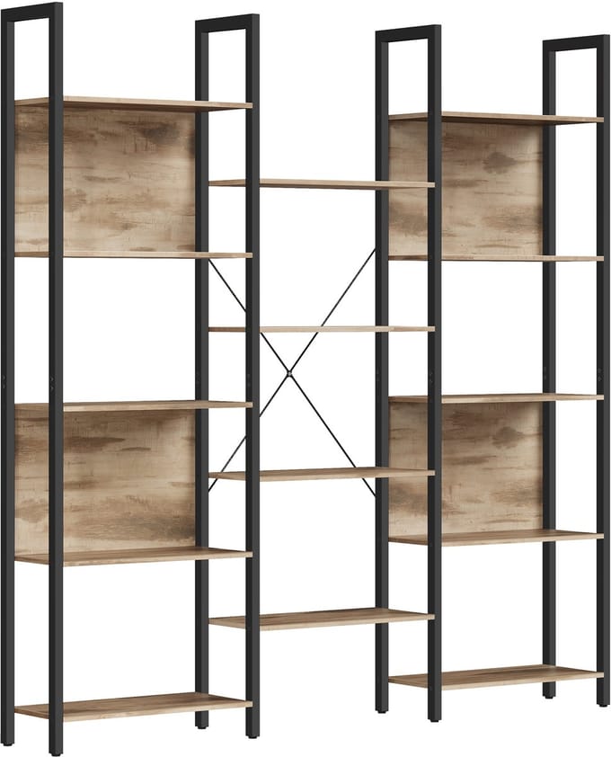 VASAGLE - Boekenkast - Met 14 Planken - Metalen Frame - Industrieel Design