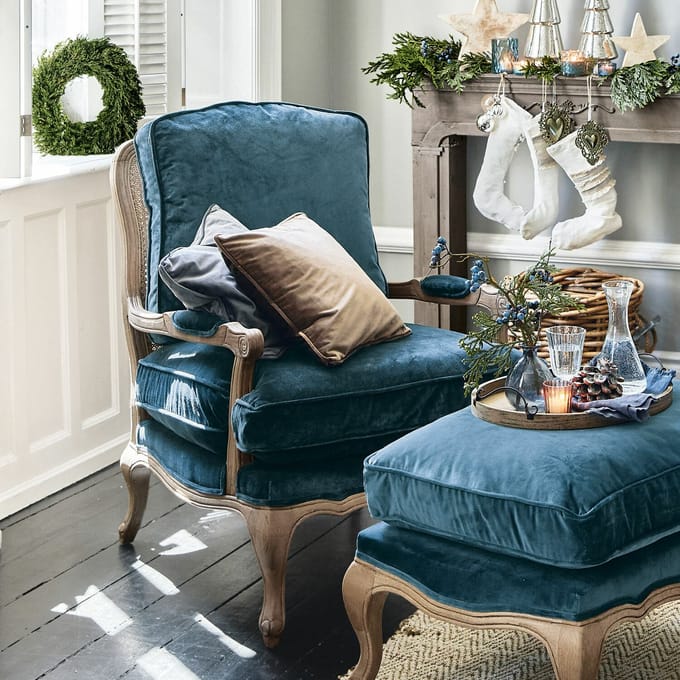 LOBERON Fauteuil Corlay blauw/bruin