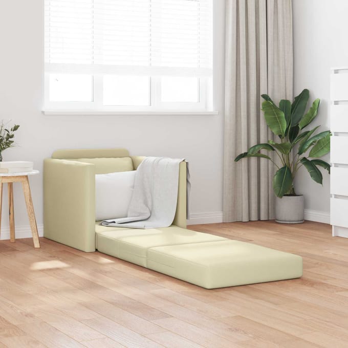 vidaXL - Slaapbank - Crème - 74 - x - 77 - x - 81 - cm - Kunstleer