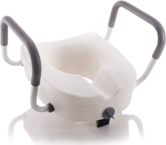 Moretti Toiletverhoger met centraal blok - 13 cm met armleuningen - Wit/Grijs