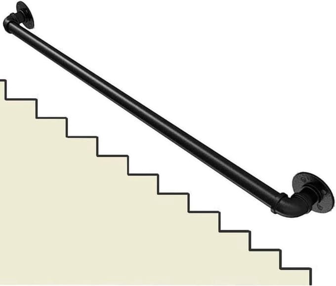 Trap leuning - Steun buis - Veiligheid thuis - Smeedijzeren constructie - Tot 4.6 meter - Zwart
