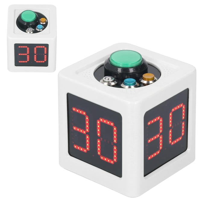 Kubus Timer 1.4in 4 Zijdige Digitale Shot Aftel Stopwatch voor Privé Poker Schaken Casino's Wit wit