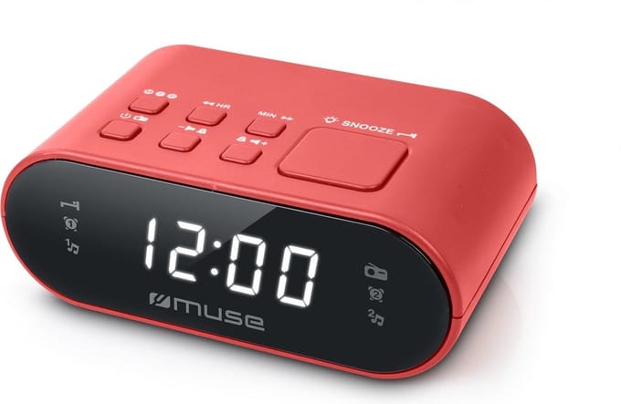 Muse M-10RED - Compacte wekkerradio - voorkeuzezenders - dimbaar display - sleep / snooze - back-up batterij