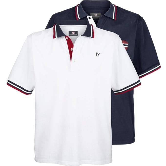 Jan Vanderstorm herren Poloshirts, Set Van 2 - 56/58 - wit - Plus Size