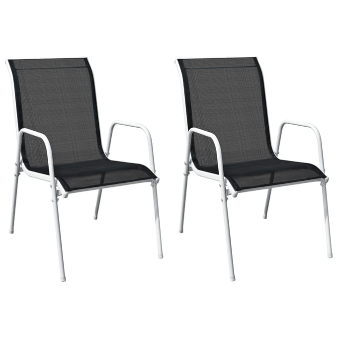 vidaXL - Tuinstoelen - stapelbaar - 2 - st - staal - en - textileen - zwart