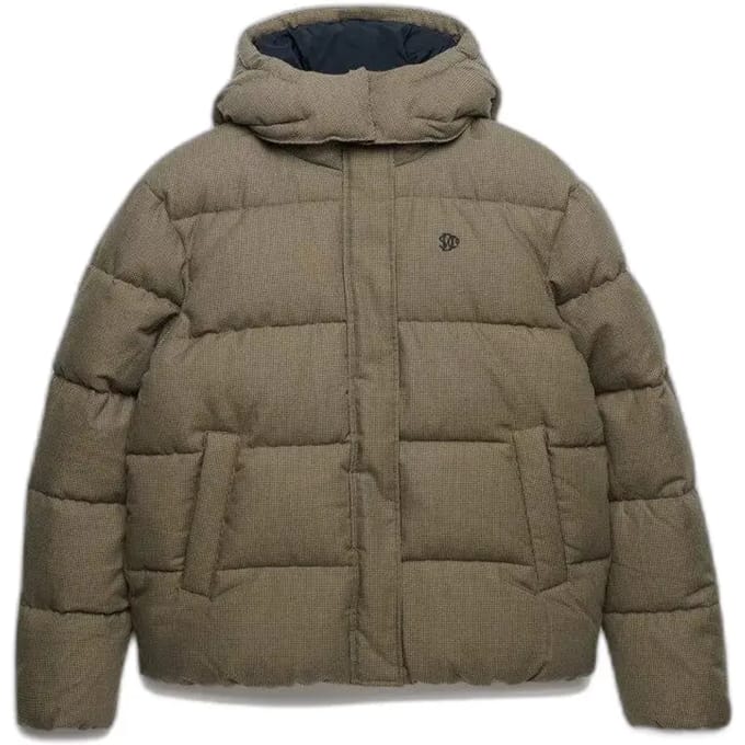 Superdry - Premium Geruite Puffer Jas met Capuchon - Dames - Gewatteerde jassen