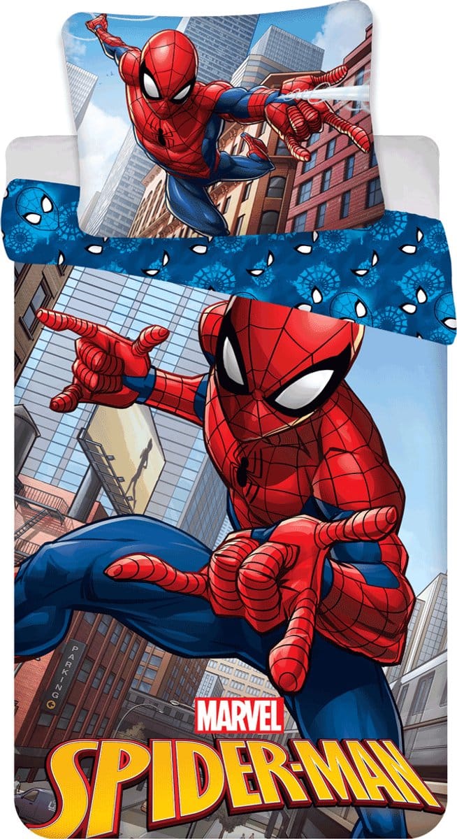 Spider-Man Dekbedovertrek City - Eenpersoons - 140 x 200 cm - Katoen