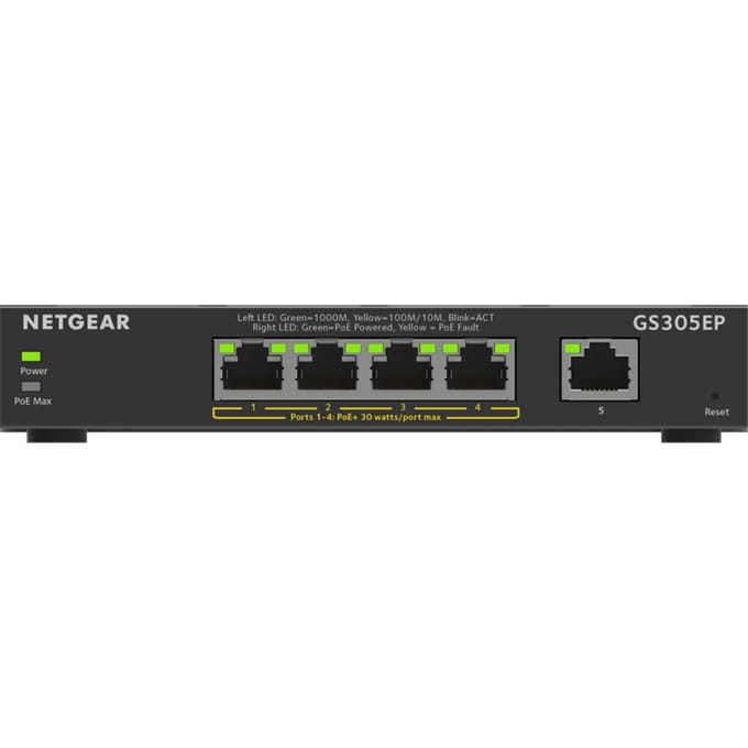 NETGEAR GS305EP - Netwerk Switch - Plus Managed - 1 Gbps - PoE Switch - 5 poorten