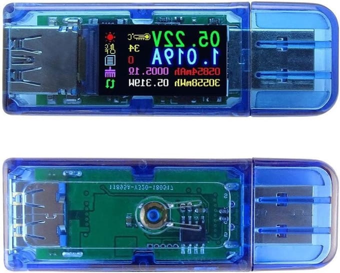 USB Tester - Meetinstrument - Laden Controleren - Kleuren LCD - Compact - Blauw