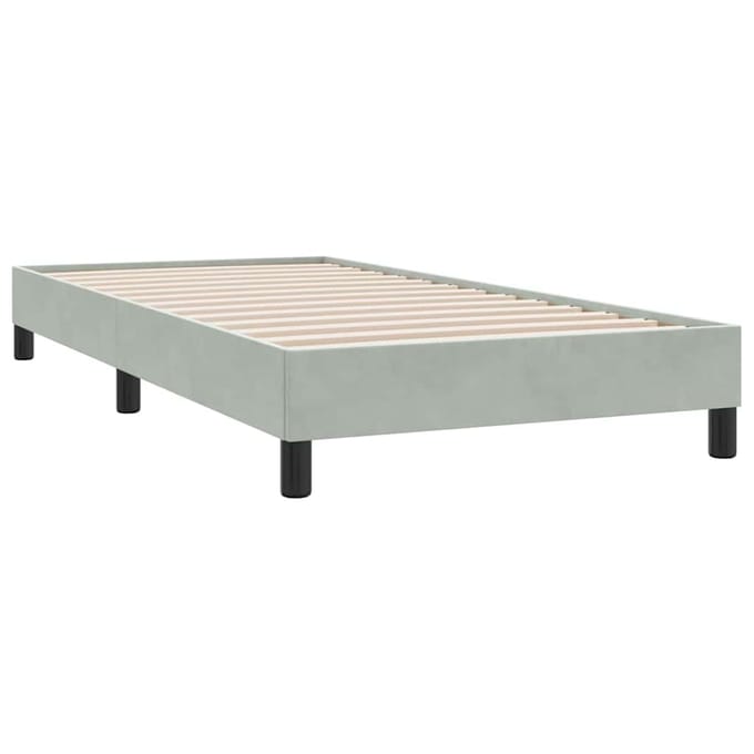 vidaXL - Boxspringbed - zonder - matras - 80x210 - cm - fluweel - lichtgrijs