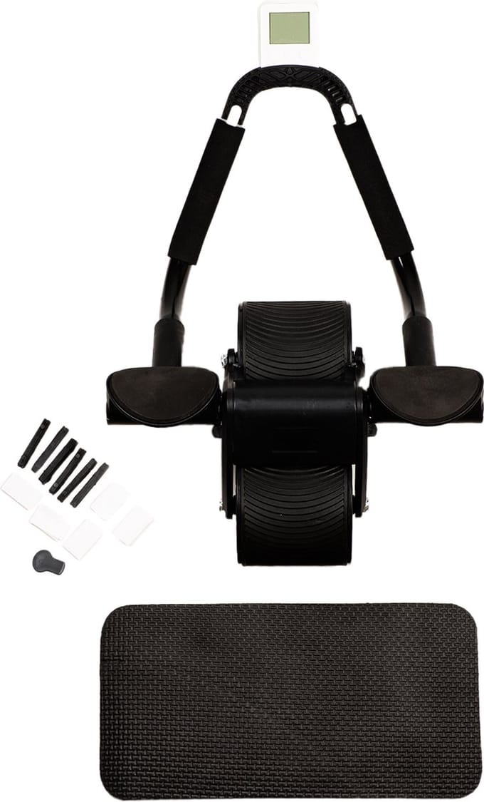 YUGN Ab Roller Dubbel Wiel - Buikspiertrainer Core Trainer - Inclusief Kniemat