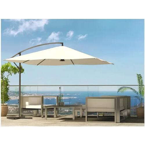 Concept-Usine LED Zweefparasol vierkant 3x3m crème SOLENZARA