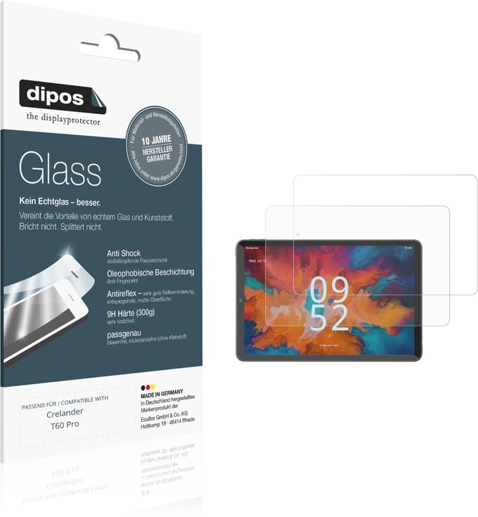 dipos – 2x Matte Pantserfolie geschikt voor Crelander T60 Pro | 9H Screenprotector