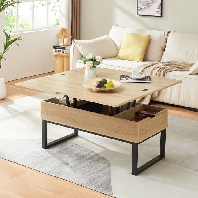 Salontafel Rauli eikenkleurig en zwart 100x50x47 cm [en.casa]