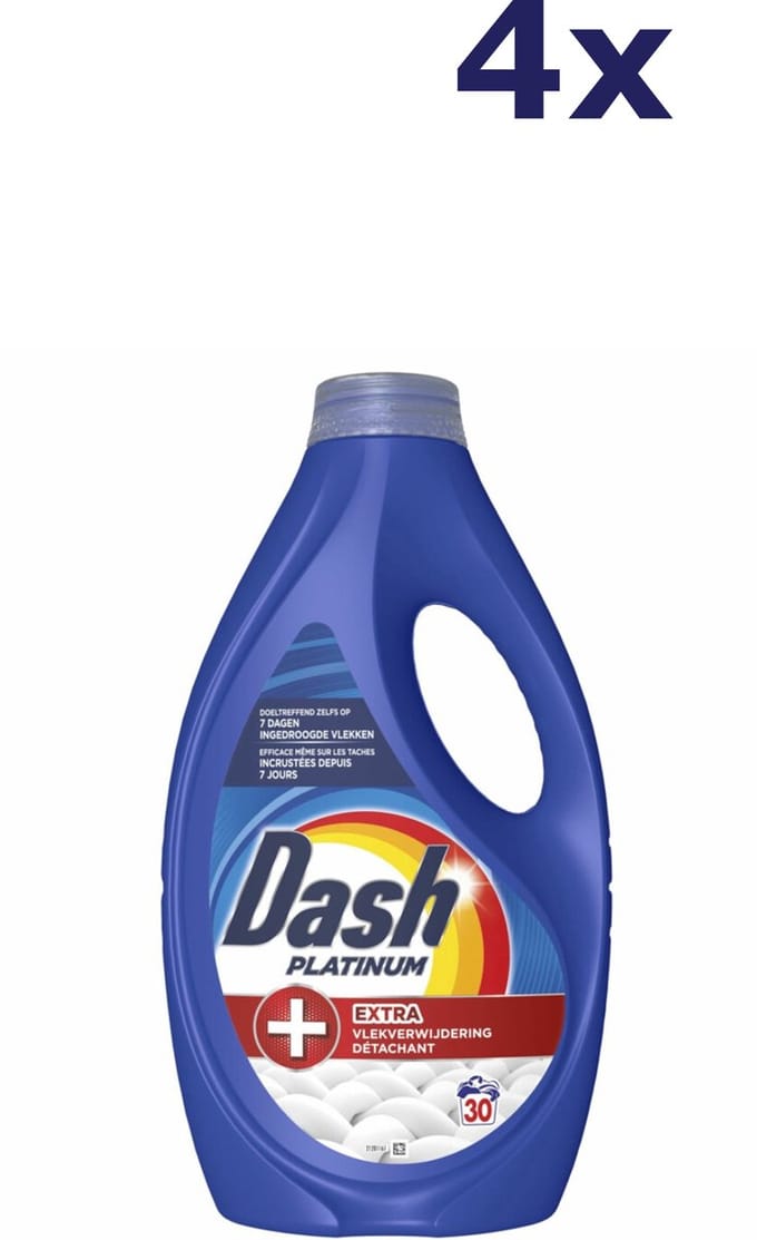 Dash Platinum Vloeibaar Wasmiddel +Extra Vlekverwijdering - 4 x 30 Wasbeurten