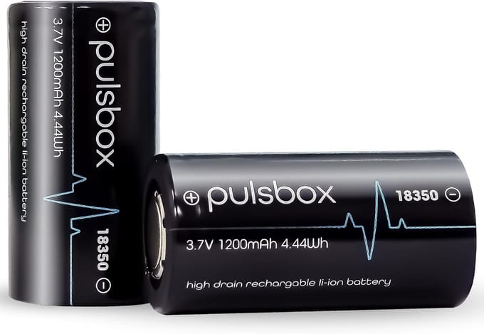 18350 Li-Ion batterij 3,7 V | Flat Top | 1200mAh | 10A High Drain (2 x batterij)