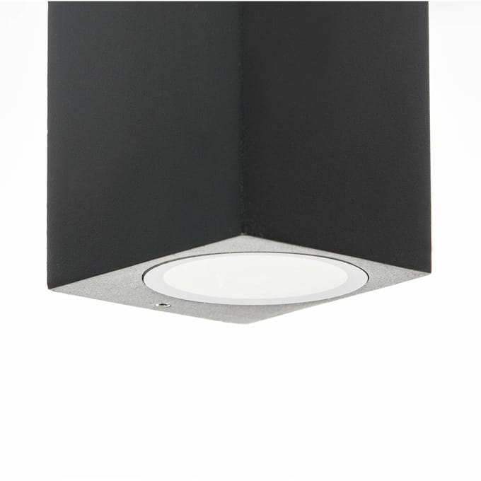PRIOS - Wandlamp buiten - 1licht - Aluminium, glas - H: 10 cm - GU10 - zwart