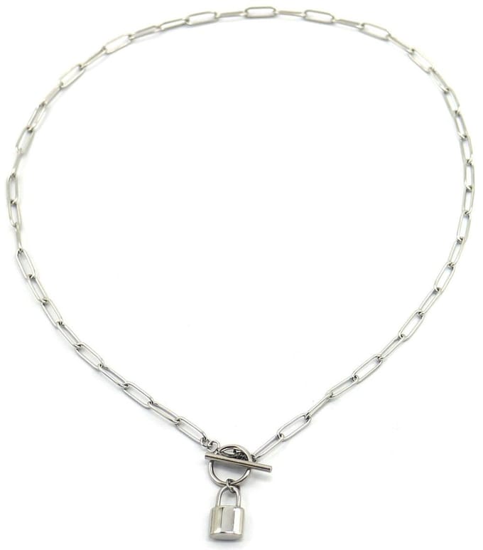 Ketting met Hangslot - RVS - Lengte 50 cm - Zilverkleurig