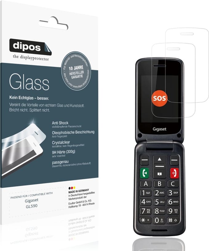 dipos – 2x Pantserfolie geschikt voor Gigaset GL590 | 9H Screenprotector