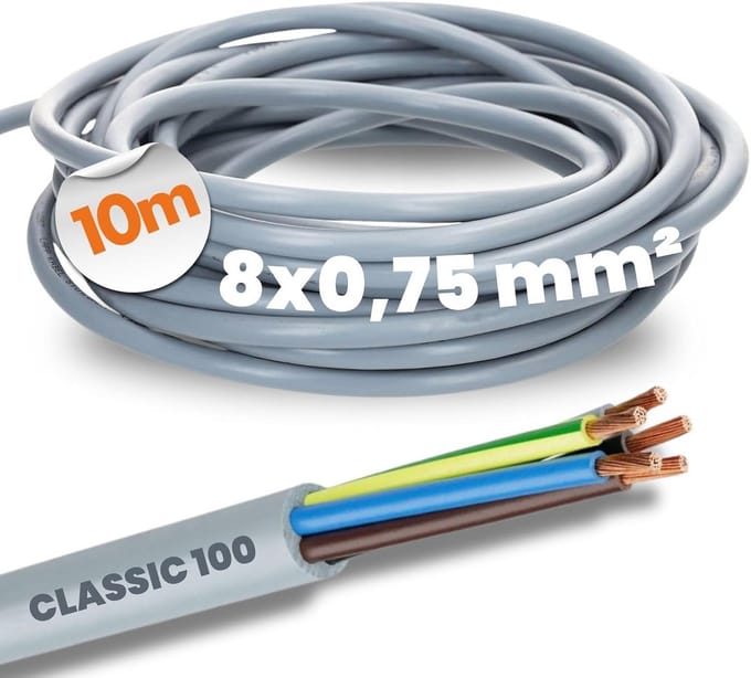 Flexibele 8-aderige Stuurkabel 0.75mm² PVC - 10 Meter Groen/Geel