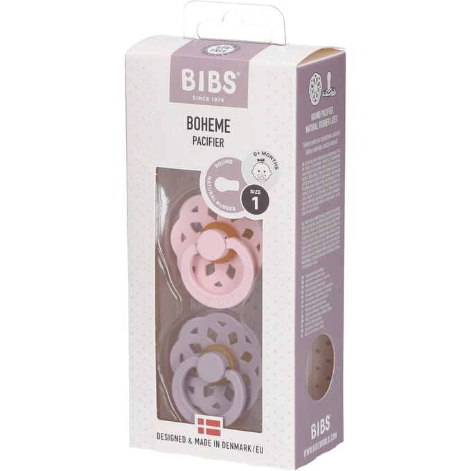 BIBS Boheme Fopspeen - 0-6 mnd - 2-pack - Rond - Blossom/Dusky Lilac
