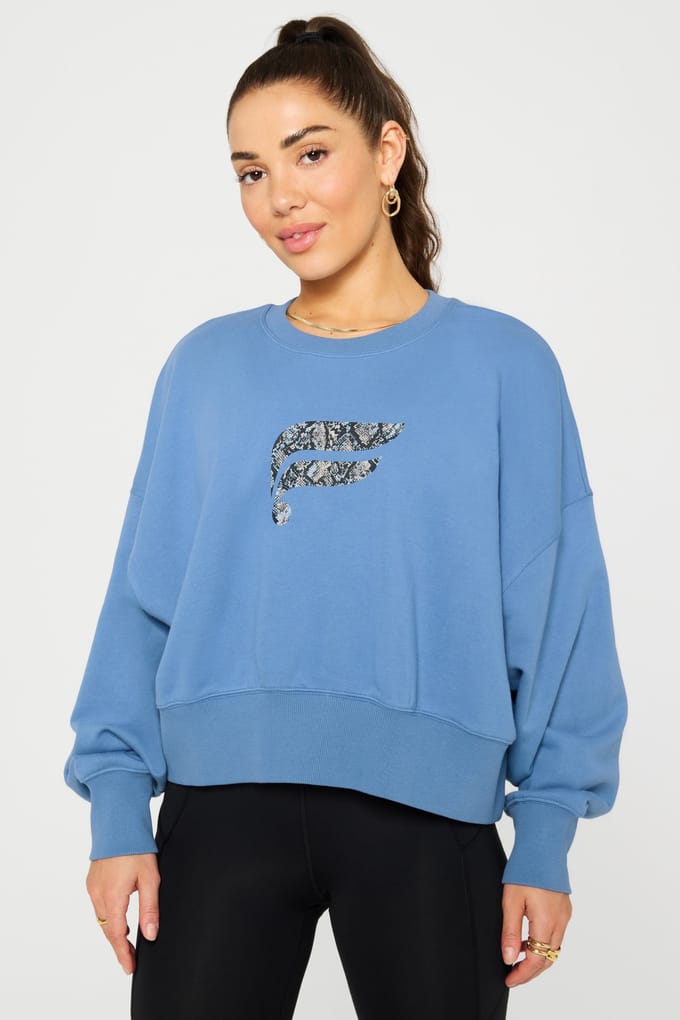 Fabletics Year Round Terry Crew Neck Sweatshirt Elemental Blue/fab Sna Taglia: M REG | Maglioni a maglia Outlet | Donna | Blu
