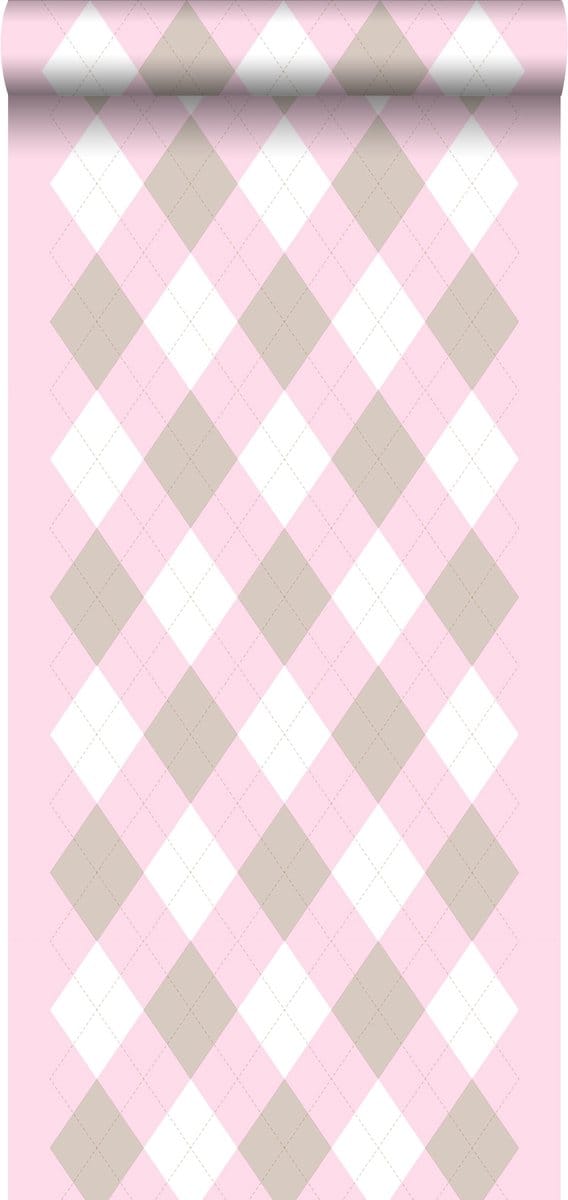 ESTAhome behang ruiten babyroze - 53 cm x 10.05 m - 114925