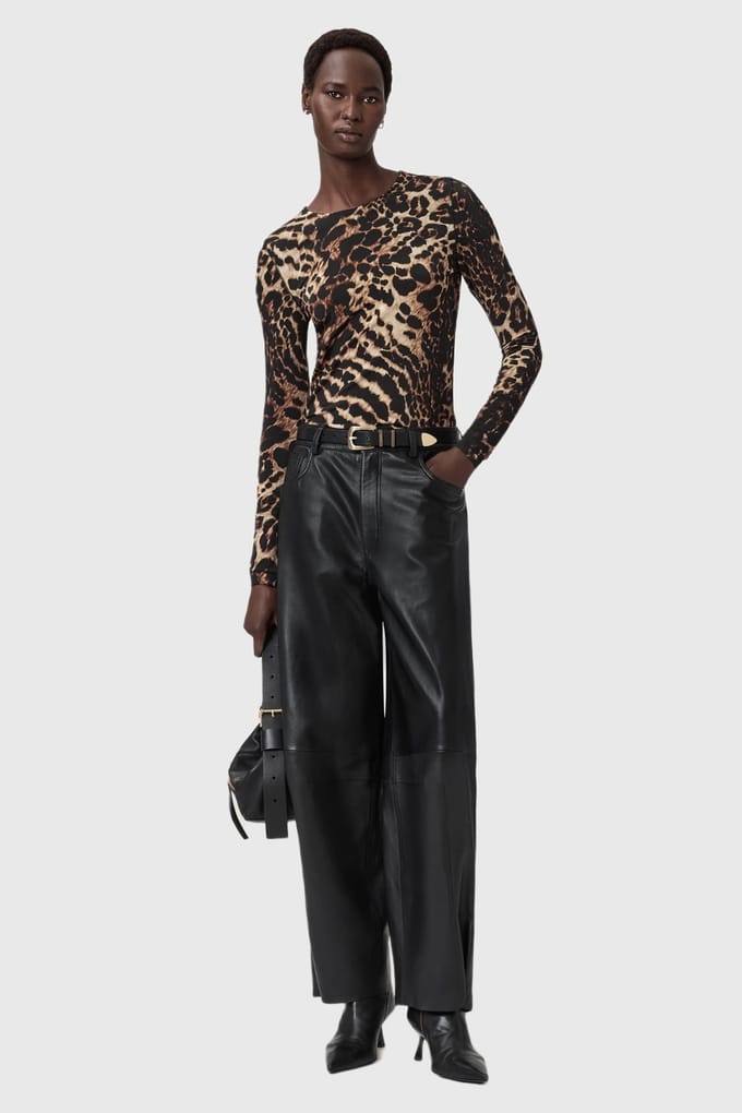 AllSaints Katlyn Top Pardus Honey Brown Größe: 2 | Longsleeves Outlet | Damen | Braun