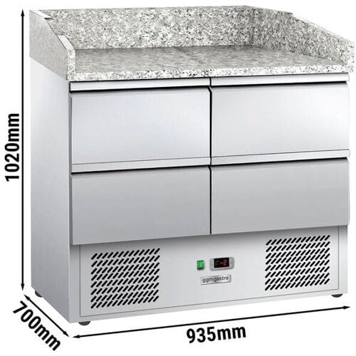 GGM Gastro Pizzakühltisch ECO - 935x700mm - mit 4 Schubladen Zilver