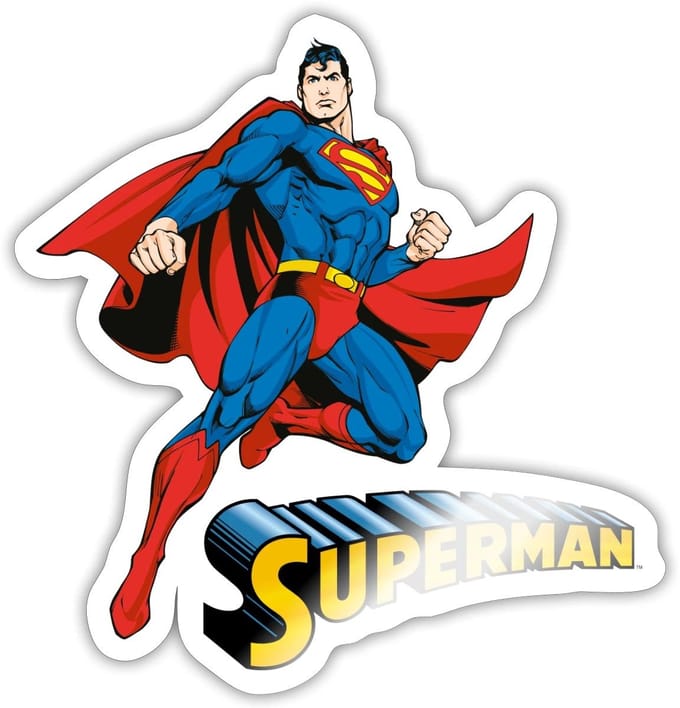 Superman Super Held Pose Sticker maat S (10 x 10 cm)