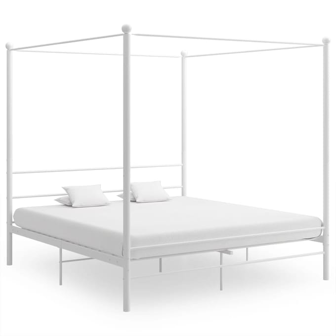 vidaXL - Hemelbedframe - metaal - wit - 200x200 - cm