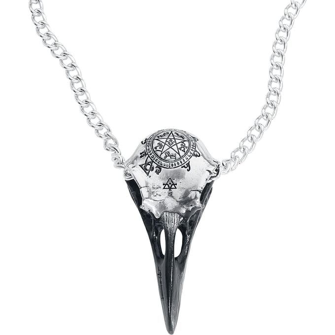 Alchemy Gothic - Gothic Halsketting - Volvan Raven Skull - zilverkleurig