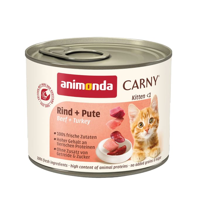 12x200g Kitten Rund en Kalkoen animonda Carny Kattenvoer
