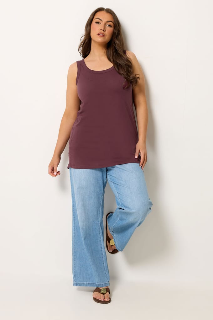 Yours Chocoladebruine Basic Core Top Size 42