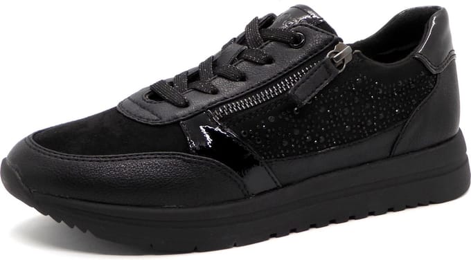 Jana Dames Sneaker - 23764-001 Zwart - Wijdte H - Maat 37
