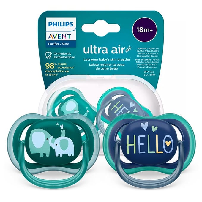 Tétine AVENT SCF349/18 Ultra Air 18 mois+ éléphant/bonjour