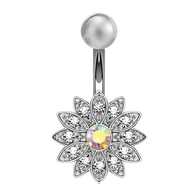 Fako Bijoux® - Navelpiercing - Bloem - Kristal - Transparant