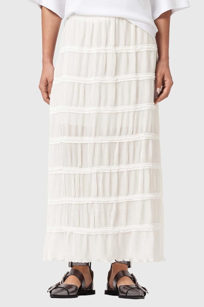 AllSaints Lila Skirt White Größe: 6 | Maxiröcke Outlet | Damen | Weiß