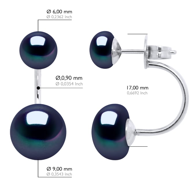 Oorbellen Duo Echte Cultuurzoetwaterparels Knop 6 en 9 mm