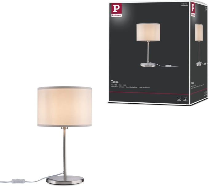LED-tafellamp Tessa E14 max. 40W Crème, Staal geborsteld