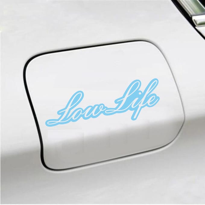 Bumpersticker - Low Life - 6,5 X 20 - Licht Blauw