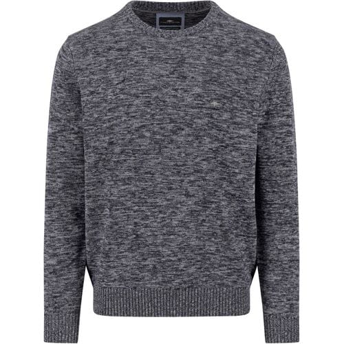 Fynch-Hatton Trui O-Neck Twisted Mouliné Charcoal / male
