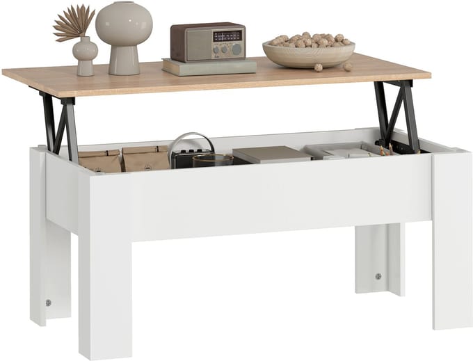 HOMCOM Salontafel - Spaanplaat - 100x50x45cm - Wit