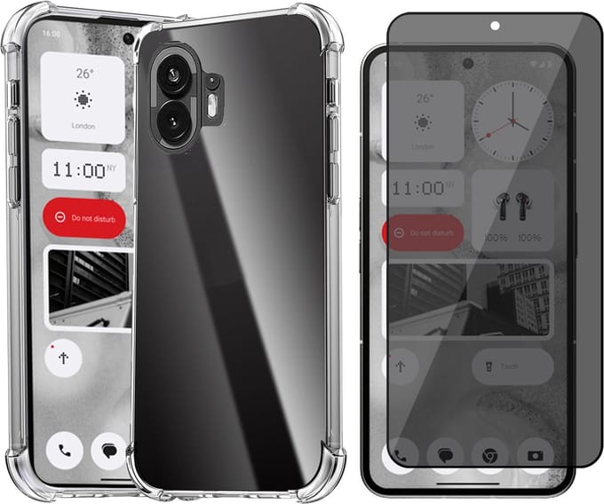 Hoesje geschikt voor Nothing Phone 2 - Privacy Screenprotector Volledig Dekkend Glas - Shockproof Transparant