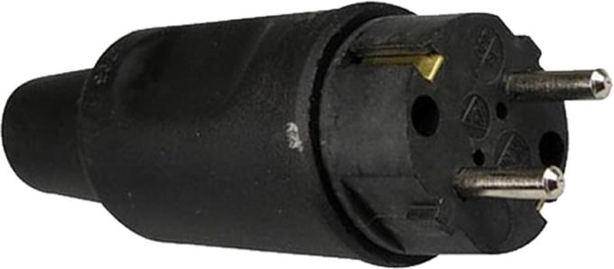 Kopp Stekker RA - Rubber - 16A 230V - CEE 7/VII - IP44 - Zwart