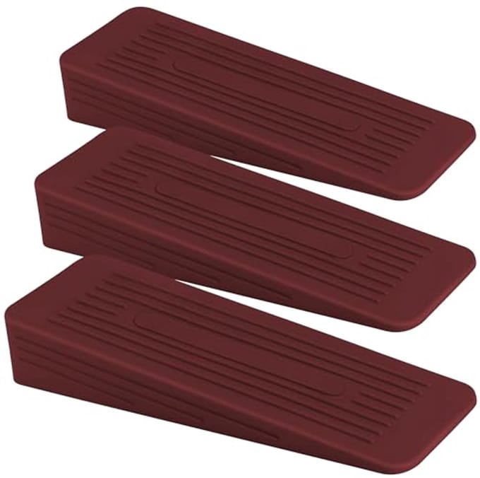 Set van 3 duurzame antislip deurstoppers voor alle vloeren - Bruin rubber