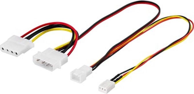 DELTACO SSI-34A, 2x 3-pin 2x 4-pin Zwart, Rood, Geel kabeladapter/verloopstukje