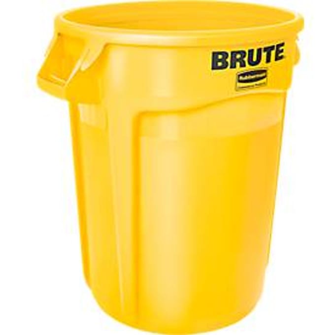 Rubbermaid Brute-afvalbak, rond, Ø 495 x H 580 mm, 75 l, kunststof, geel