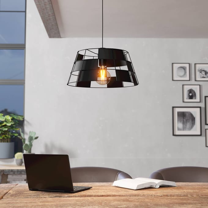EGLO Pontefract Hanglamp - E27 - Ø 42 cm - Zwart - Staal