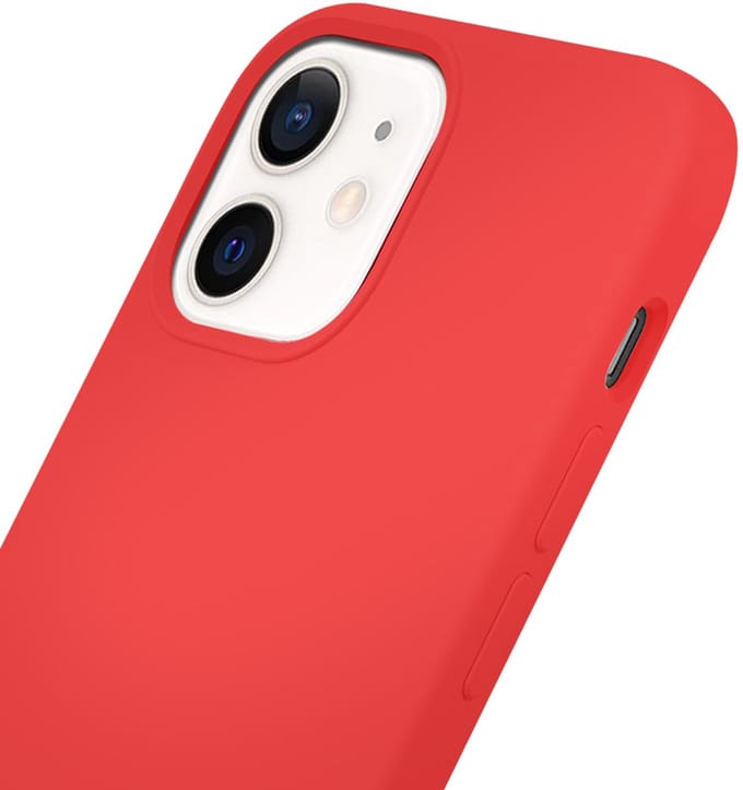 Jaym, Hoesje geschikt voor Apple iPhone 12 Mini - Siliconen met Microvezel, Rood